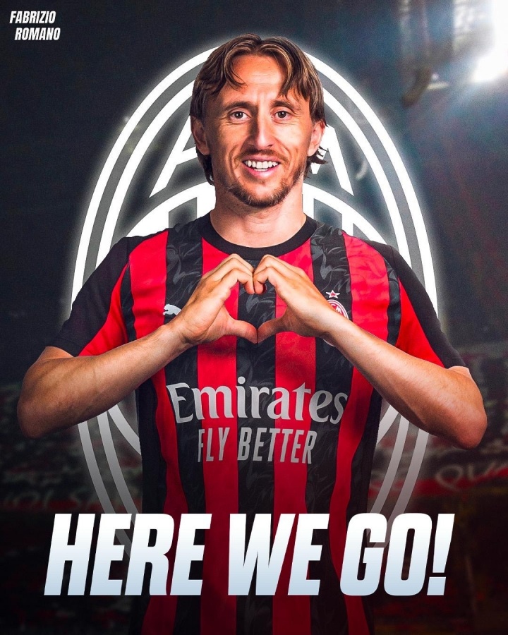 我們?nèi)?！羅曼諾：39歲的莫德里克（Modric）自由加入AC米蘭（AC Milan）